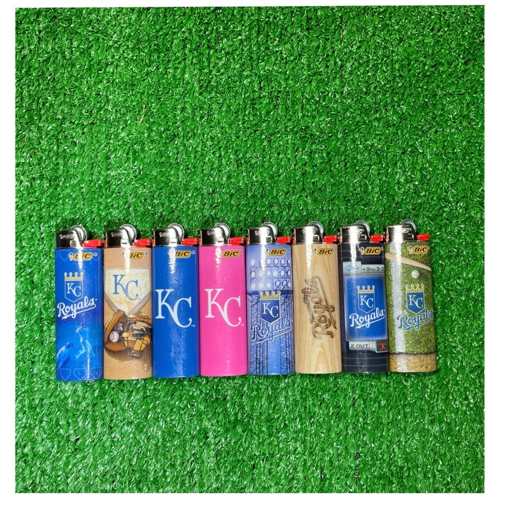NEW 8pc LARGE size KC kansas city royals MLB baseball bic lighters LIMITED